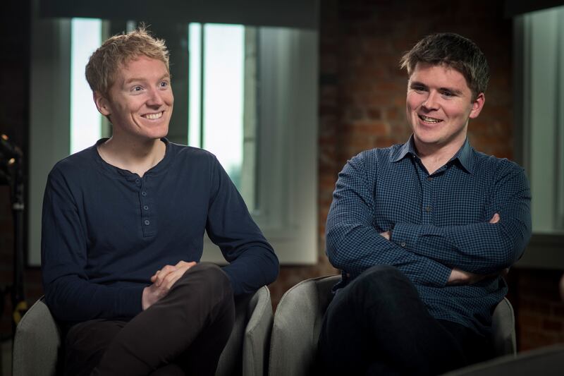 Tech billionaires John and Patrick Collison. Photograph: David Paul Morris/Bloomberg via Getty Images