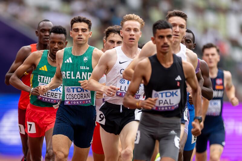 Ireland’s Andrew Coscoran in action during the 1,500m heats in Tokyo. Photograph: Morgan Treacy/Inpho