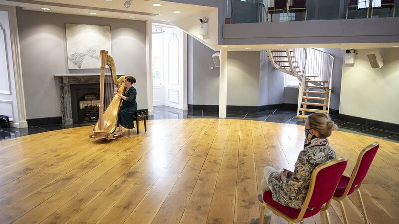 Geraldine O’Doherty in the Parade Tower Kilkenny performing as part of Encounters in Kilkenny Arts Festival X. Photograph: John Kelly