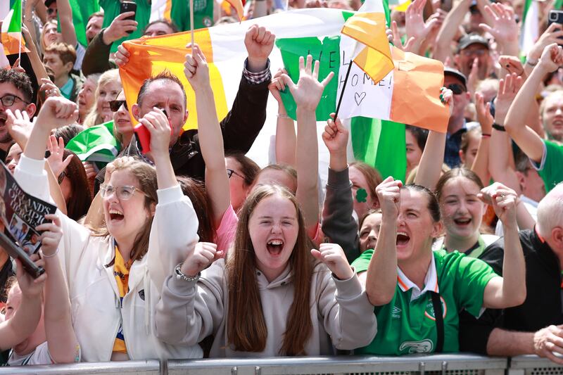 Thousands of people turned out on O'Connell Street, Dublin, for a homecoming event for Irish athletes returning from the Paris 2024 Olympic Games. Photograph: Liam McBurney/PA Wire