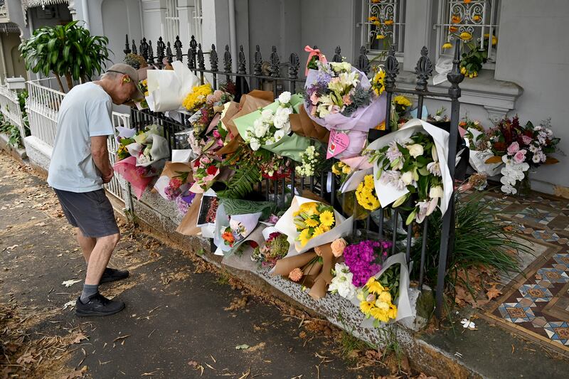 Floral tributes in Sydney at the home of Jesse Baird. Photograph: AP