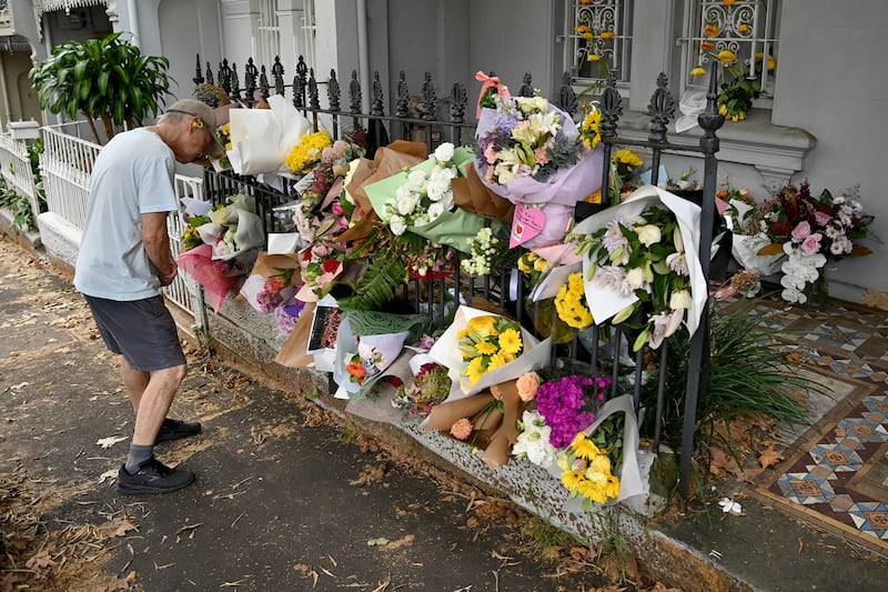 Floral tributes in Sydney at the home of Jesse Baird. Photograph: AP