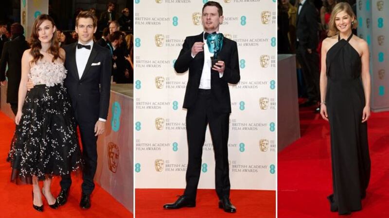 BATA 2015: Keira Knightley, Jack O'Connell and Rosamund Pike. Photograph: Getty Images