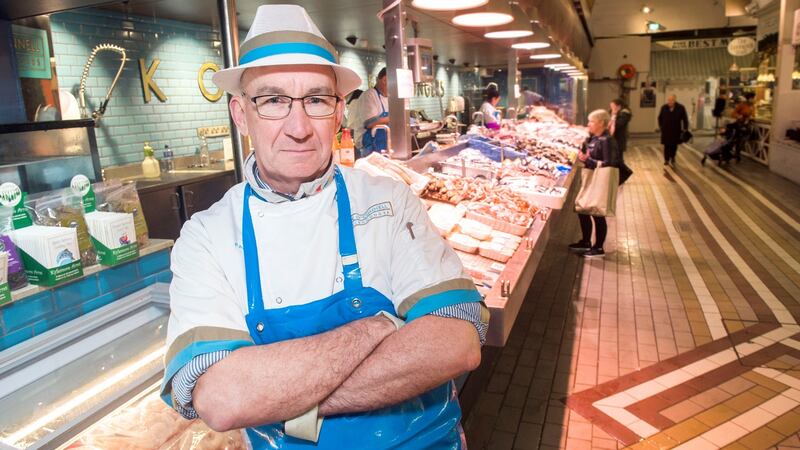 English Market fishmonger Pat O’Connell said the scheme was ‘well intentioned’ but was causing a ‘chaotic mess in the city centre’. Photograph: Daragh Mc Sweeney/ Provision