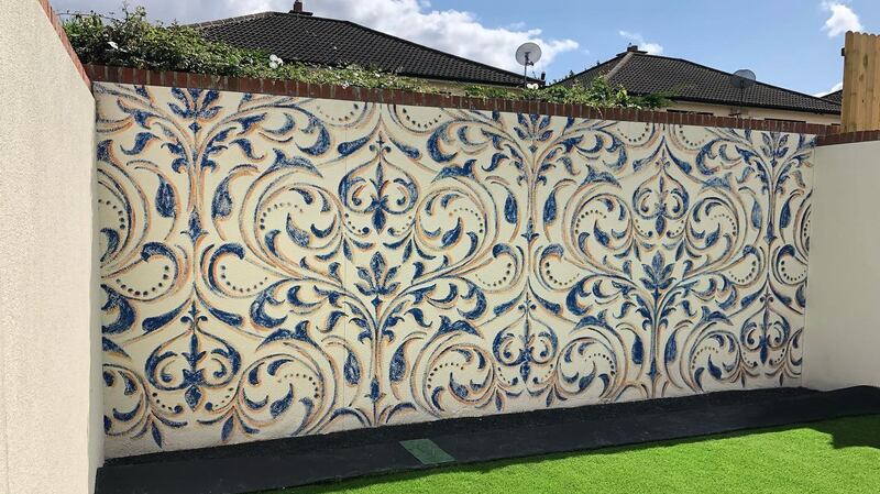 Garden wall mural by Fran Halpin