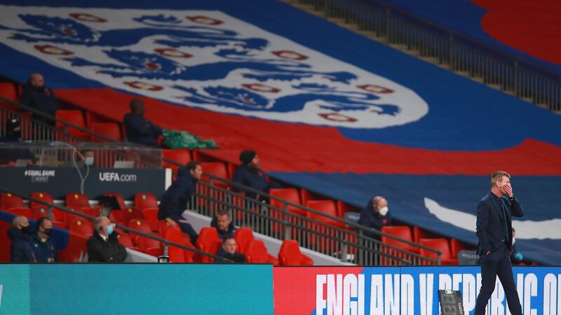 Ireland manager Stephen Kenny during the game. Photograph: Tommy Dickson/Inpho