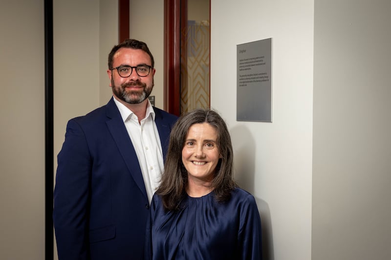 Shane O’Neill, Uniphar director of pharmacy and Helena Kelly, head of the RCSI school of pharmacy and biomolecular sciences