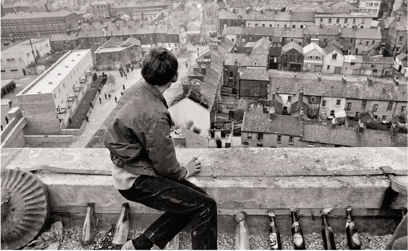 The Battle of the Bogside from the Gilles Caron exhibition at the Park Hotel Kenmare, Co Kerry. Photograph: Gilles Caron.