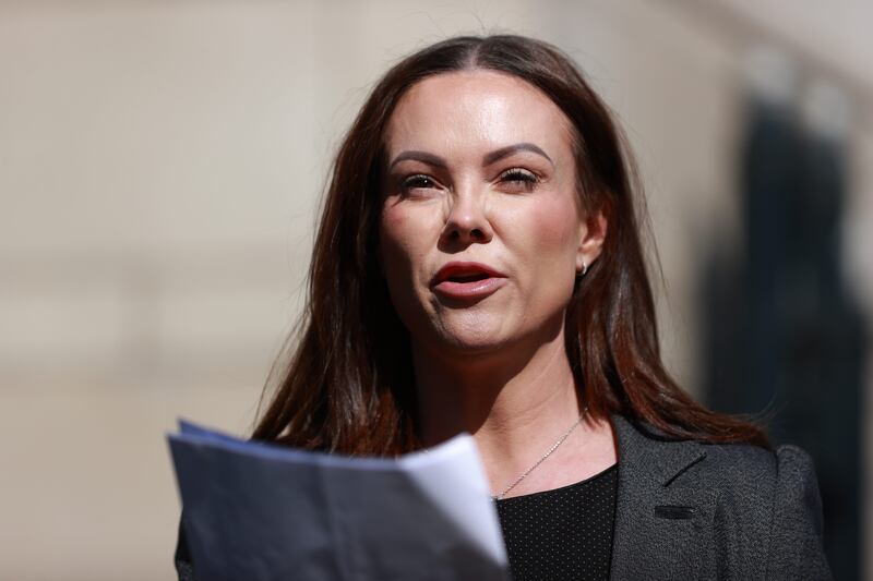 PSNI Det Insp Rachel Miskelly outside Belfast Crown Court following the sentencing of Oliver MacCormack, who pleaded guilty to human trafficking and controlling prostitution charges. Photograph: Liam McBurney/PA Wire 