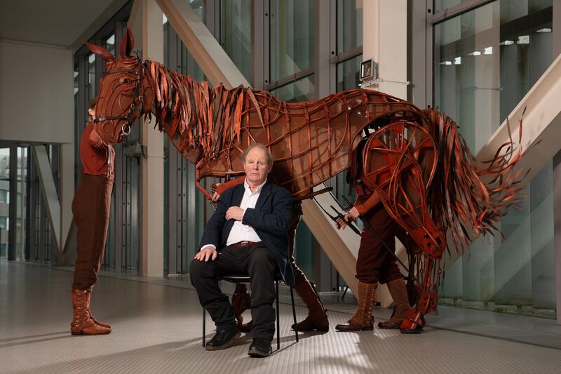 Joey the horse and author Michael Morpurgo. Photograph: Jason Lock