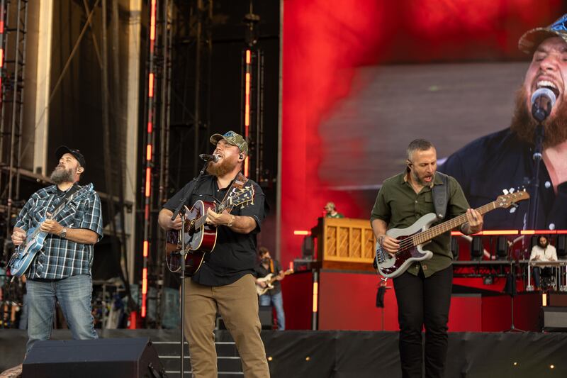 Luke Combs performing with his band at Slane Castle. Photograph: Kieran Frost