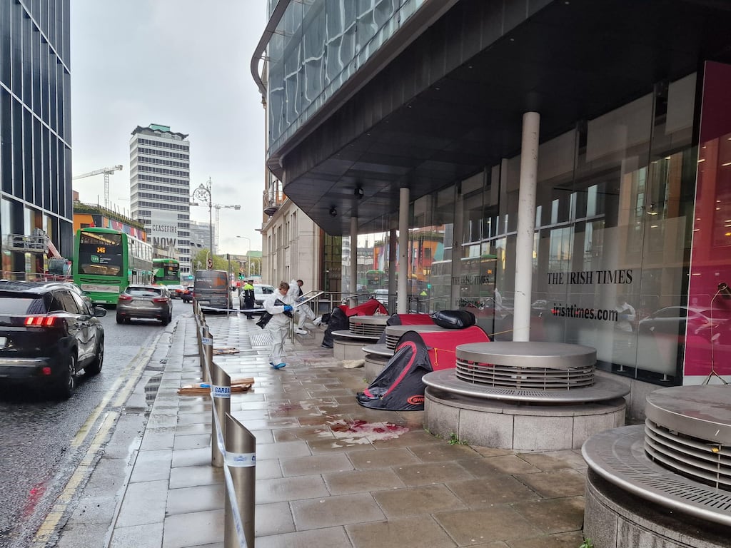 The aftermath of the attack on Tara Street in Dublin. Photograph: Brian Kilmartin