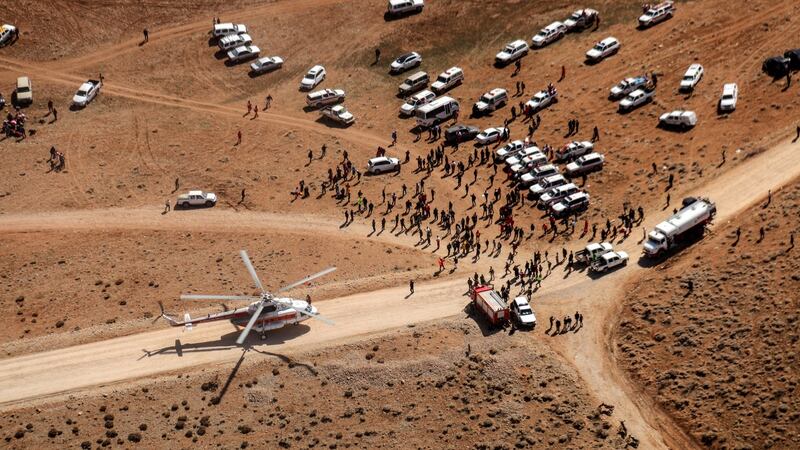 A rescue team search for the wreckage of Iranian airline Aseman flight EP3704, in  Semirom, Iran, on Tuesday. Photograph: Mohammad Khademosheikh/Mizan News Agency/EPA