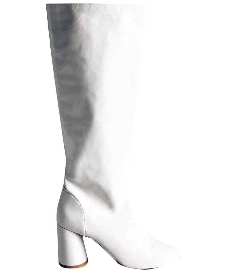 Gathered slouch leather white boots, €229 at & Other Stories