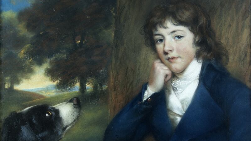 Detail of ‘Portrait of a boy, seated three quarter length in a park, a dog beside him’, signed and dated 1797 by John Russell, estimated at €10,000-€15,000