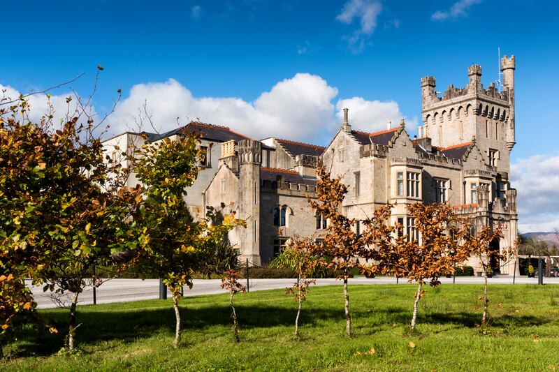 Lough Eske Castle, set in 47 acres of serene grounds dotted with sculptures just outside Donegal town, is at the other end of the scale if not the other end of the county.