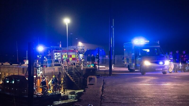 The scene at Buncrana Pier where five died after a car went into the water. Photograph: Justin MacLochlainn