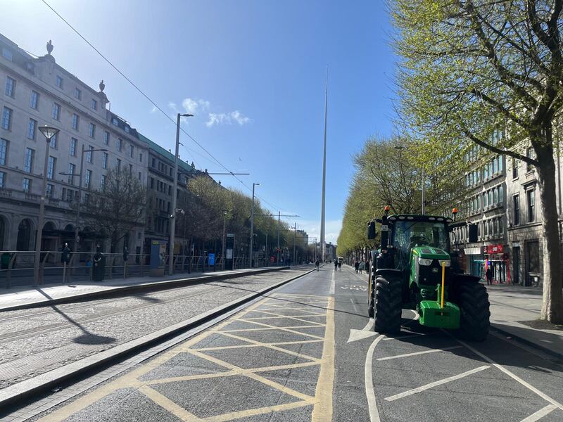 A lone tractor on O'Connell Street. Photograph: Ellen O'Riordan