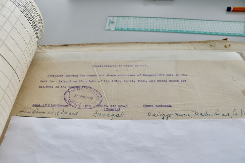 A census return for lighthouse keepers off the coast of Co Donegal from 1926