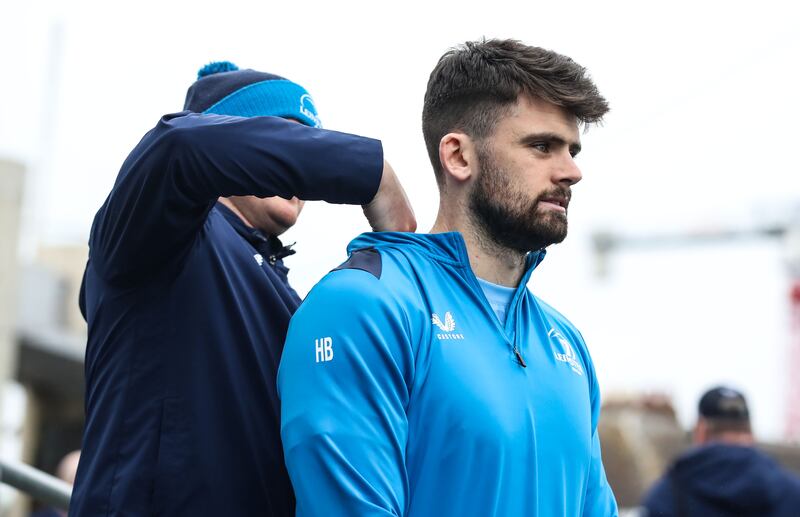 Harry Byrne returns at outhalf for Leinster for the first time since picking up a head injury in the Champions Cup away win to La Rochelle. Photograph: Nick Elliott/Inpho 