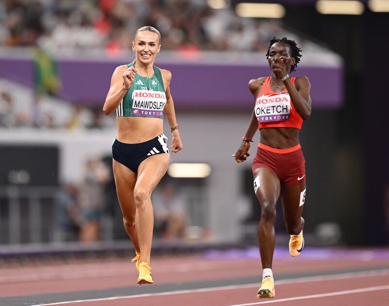 Sharlene Mawdsley during the women's 400m heats. Photograph: Hannah Peters/Getty Images