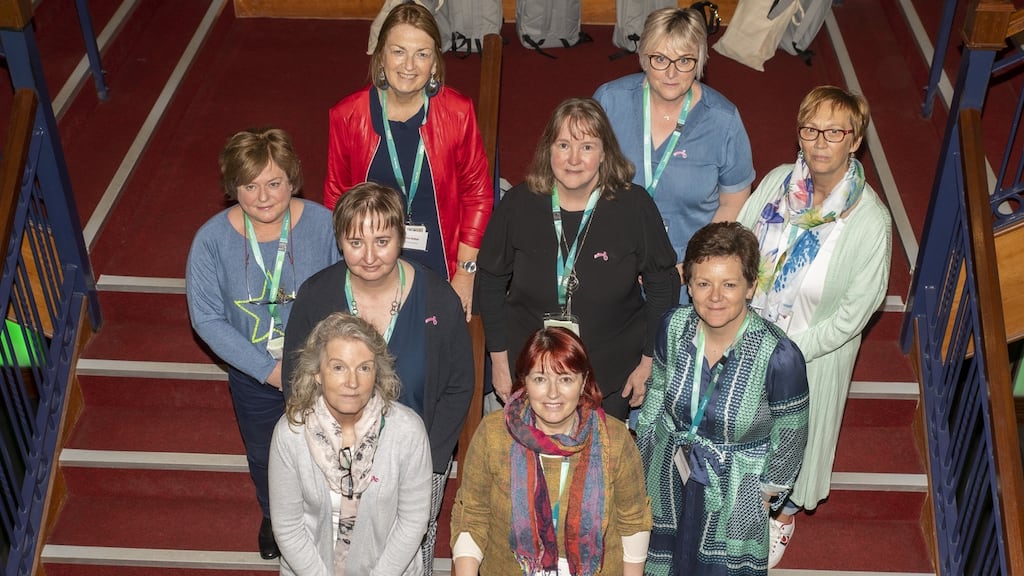 Members of the Forsa union at its national conference Killarney - front: Anita O’Reilly and Luisa Carty; middle: Karen Ennis, Rena McGrath, Orla Greaney, Noreen O’Callaghan and Lesley Davey; back: Hillary Kellett and Susan Phelan. Photograph: Domnick Walsh
