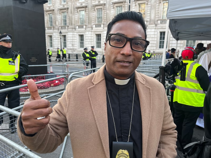 Dean Sohail, a Pakistani convert to Christianity who now works as a chaplain, and who was backstage at Robinson's event. Photograph: Mark Paul