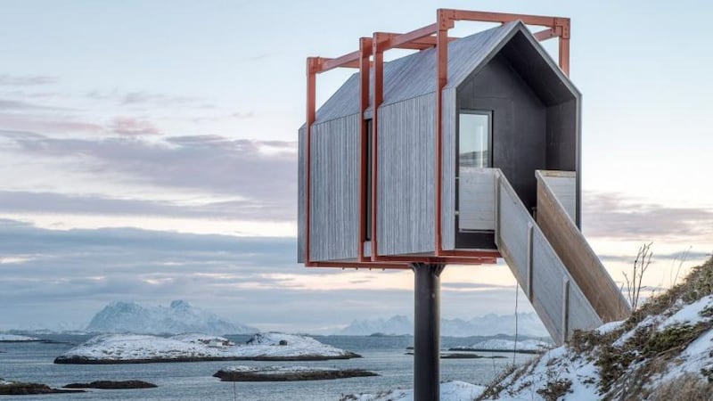 This cabin on stilts  on a small island in the Arctic archipelago of Fleinvær is available for holiday rentals this year.