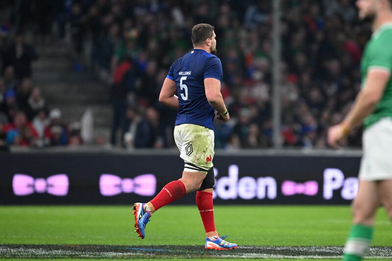 Paul Willemse returns from his yellow card. Photograph: Nicolas Tucat/AFP via Getty Images 