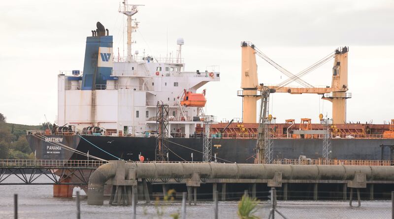 The huge merchant ship MV Matthew in Cork Harbour