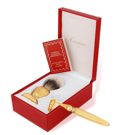 Pasha razor and barber brush by Cartier, €1,400-€1,600, Adam's