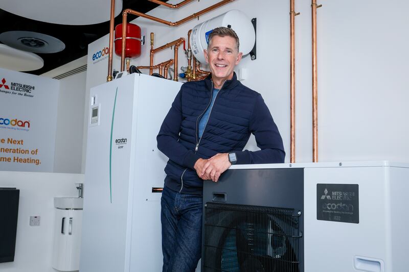 Dermot Bannon enjoying a tour of the Mitsubishi Electric showroom