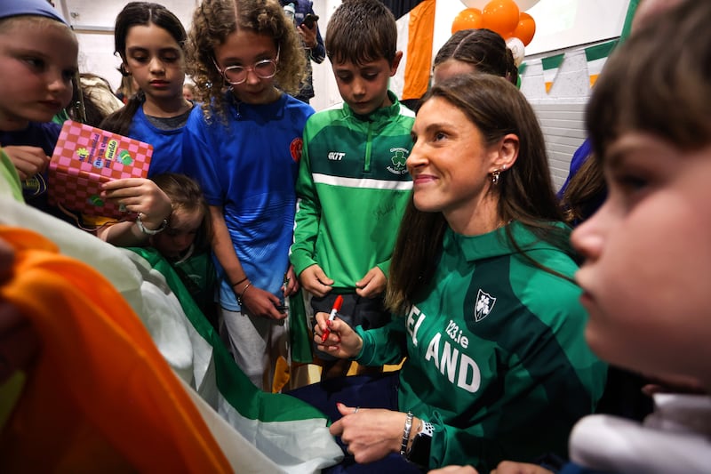 O'Connor signs autographs for fans at the homecoming. Photograph: Dan Clohessy/Inpho