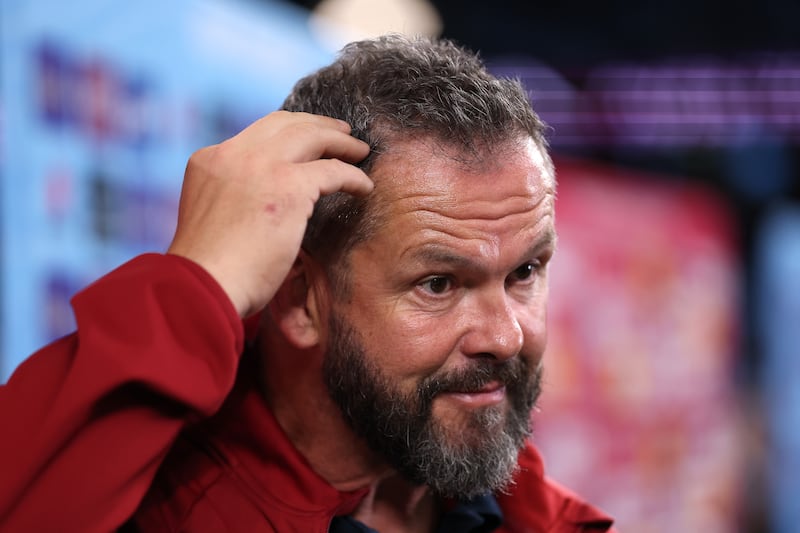 Andy Farrell, the British & Irish Lions head coach, is interviewed after the game. Photograph: David Rogers/Getty