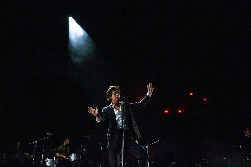 'Are we enjoying ourselves?' Alex Turner asked the crowd who respond with ear-splitting screams. Photograph: Tom Honan