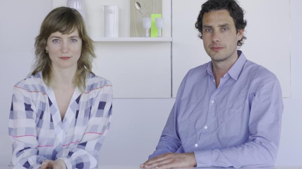 Carole Baijings and Stefan Scholten, who created the Elements collection for J Hill Standard Eamonn Terry, master glasscutter