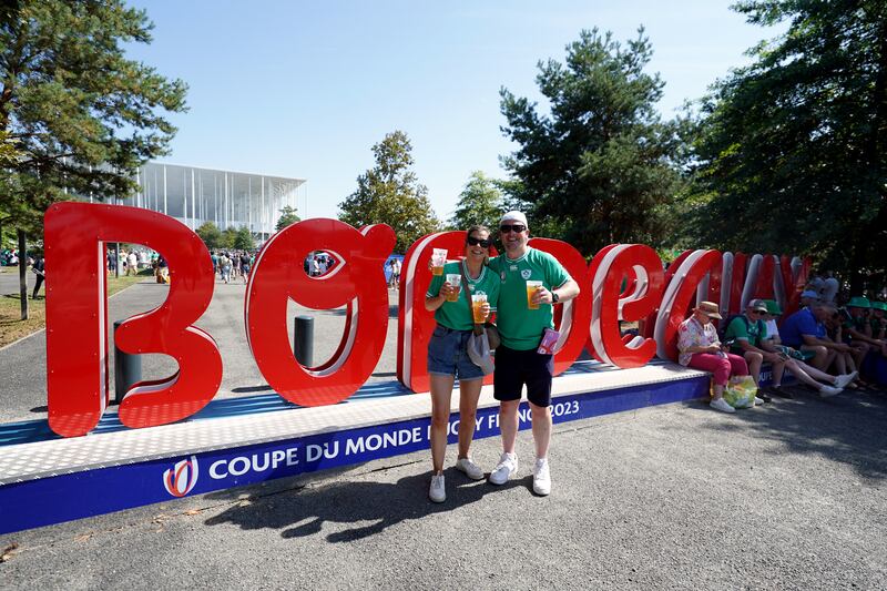 Fans gather ahead of kick-off in Bordeaux. Photograph: David Davies/PA Wire.

