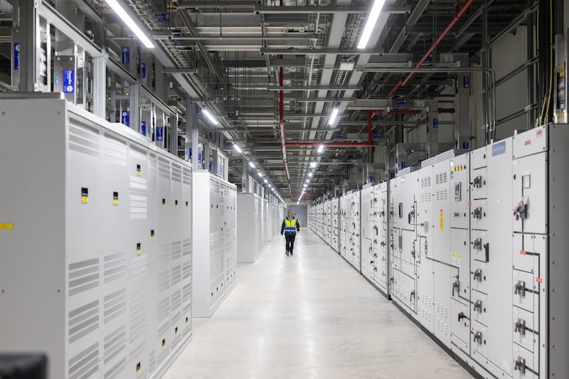 The electrical plant room at Microsoft’s Grange Castle data centre campus in west Dublin. Photograph: Naoise Culhane