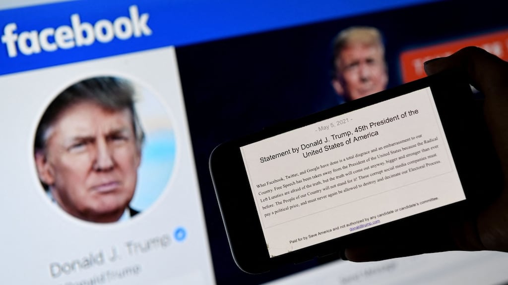 Trump’s ejection from the platform was for reasons primarily of Facebook’s own problematical making. Photograph: Olivier Douliery/ AFP via Getty Images