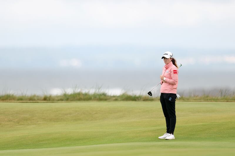Leona Maguire of Ireland looks on on the second green during the first round at Royal Porthcawl. Photograph: Warren Little/Getty