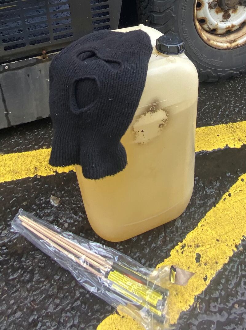 A PSNI handout photo shows some of the items seized by police following a dissident republican parade in Derry. Photograph: PSNI via PA Wire