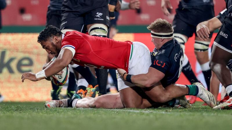 Bundee Aki scores a try during the British & Irish Lions win over Cell C Sharks in 2021. Photograph: Dan Sheridan/Inpho