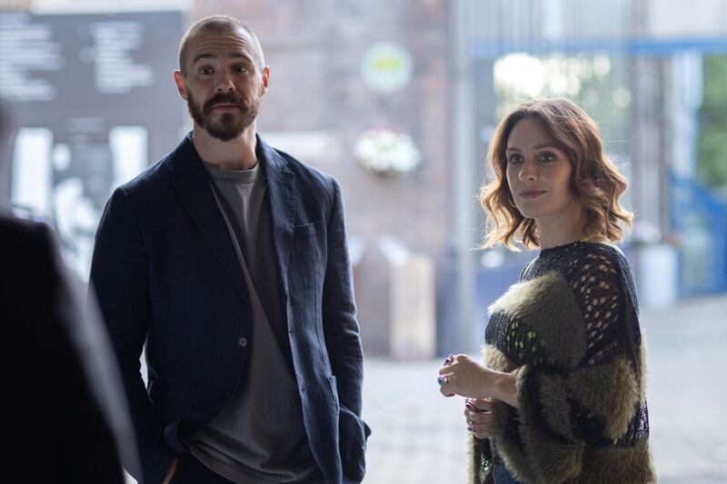 Sam Keeley as Alex and Róisín Gallagher as Shiv The Dry. Photograph: Mark Sheen/RTÉ 