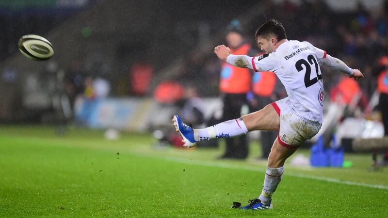 Bill Johnston   scores a late conversion for Ulster. Photo: Alex James/Inpho