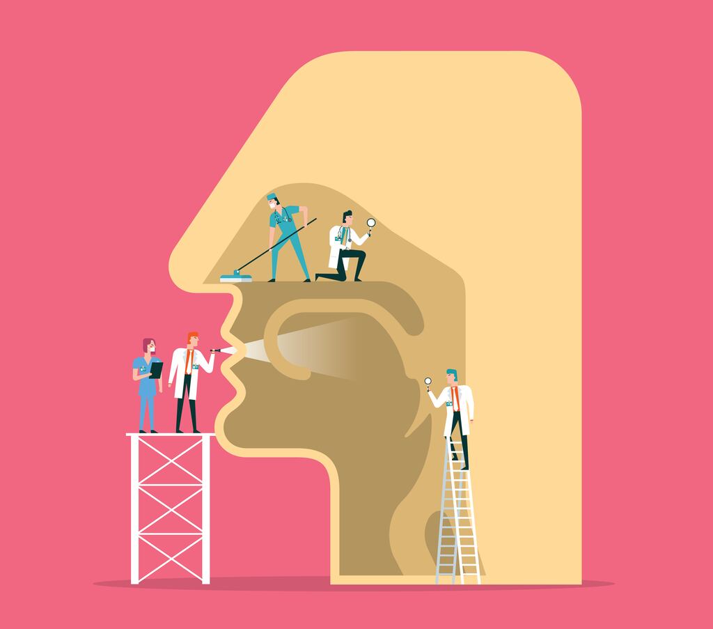 Voice disorders, such as cancer of the larynx, cause a 'roughness' of voice. Hoarseness that lasts at least two weeks is often one of the earliest signs of laryngeal cancer. Illustration: Sorbetto