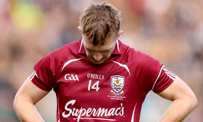 More scapegoat than goat: Joe Canning reacts to defeat in the 2012 All-Ireland Final replay, a loss for which he was blamed in part. James Crombie/Inpho