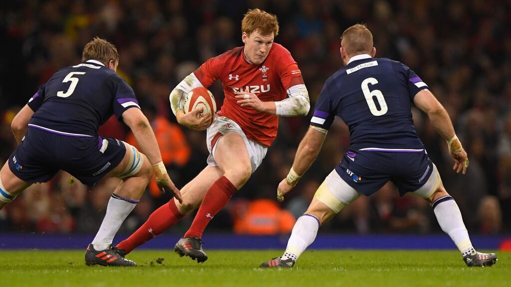 Wales outhalf Rhys Patchell runs at the Scotland defence during their 34-7 victory in Cardiff last weekend. Photograph: Stu Forster/Getty Images