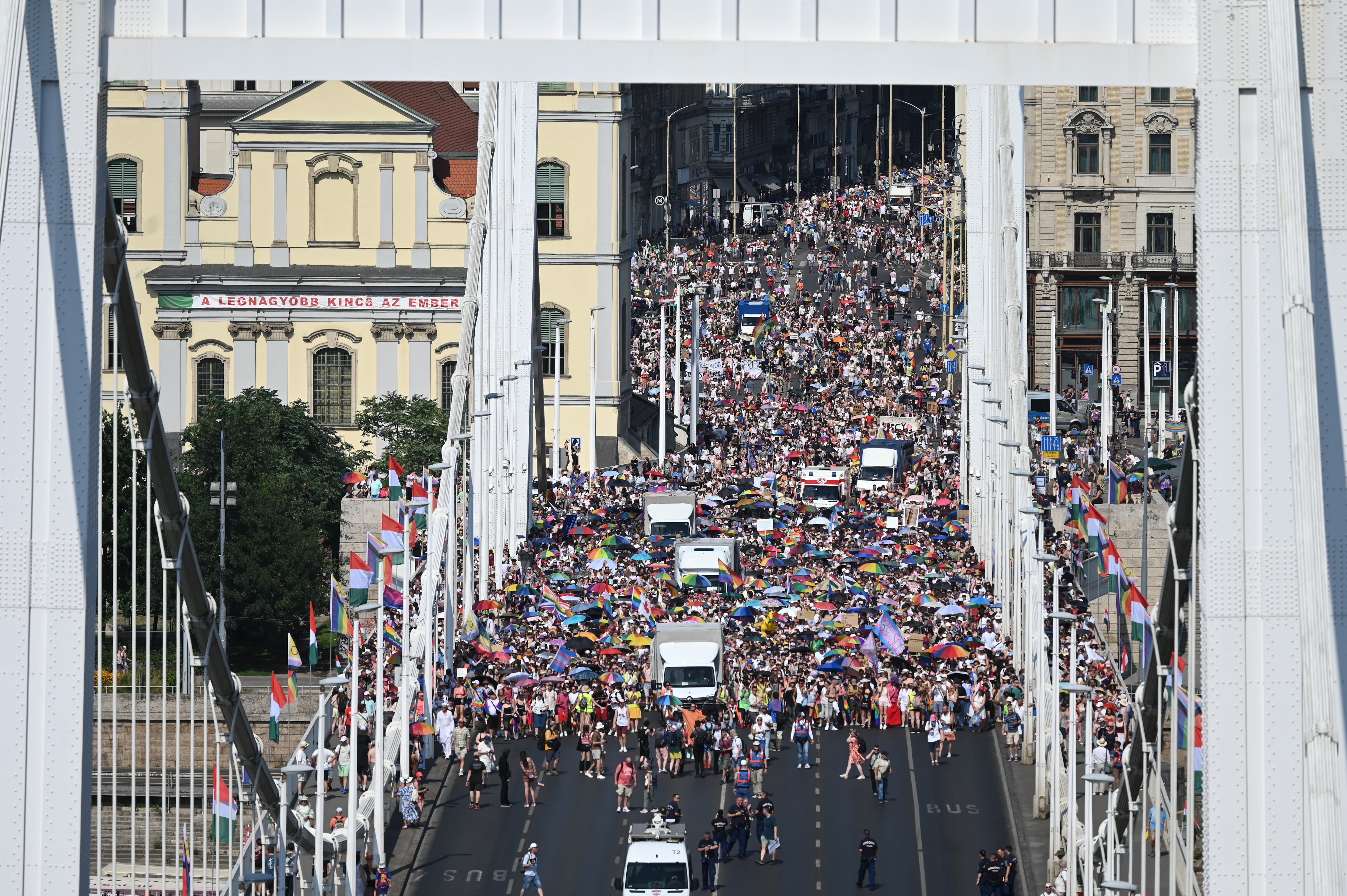 Hungarians turn out in thousands for first Pride march since Viktor Orbán was voted out