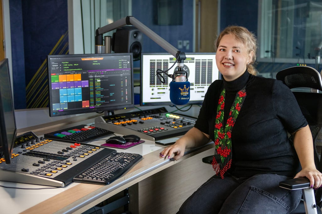 Yuliia Riabova, from Odessa, hosts The New Residents Podcast at Radio Kerry. Photograph: Valerie O'Sullivan
