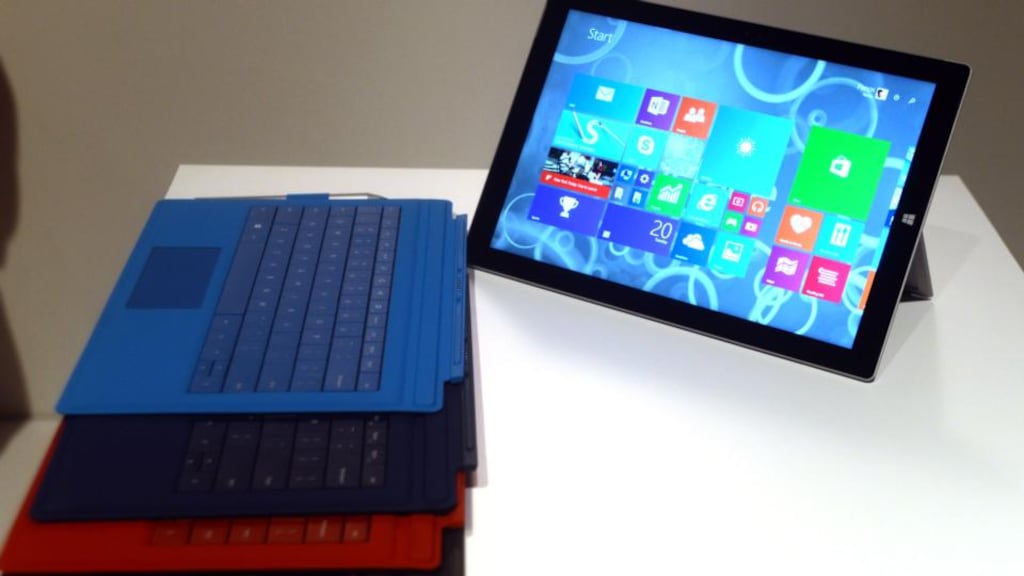 Modest growth in sales of Microsoft’s Surface tablet helped it exceed market expectations. Photograph: Steve Sands/Getty Images